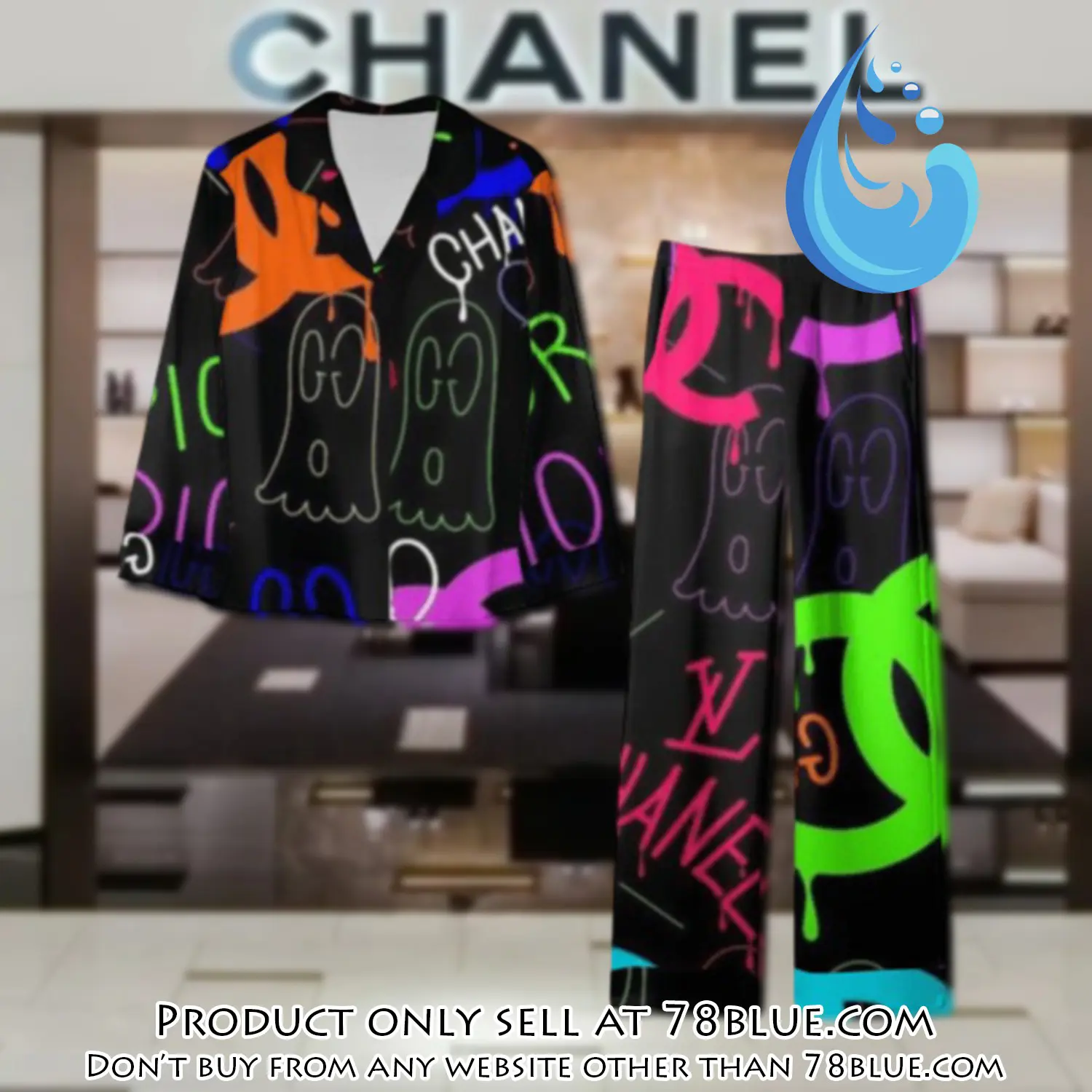 Trending luxury chanel satin pajama set pjs1043 78b2037118